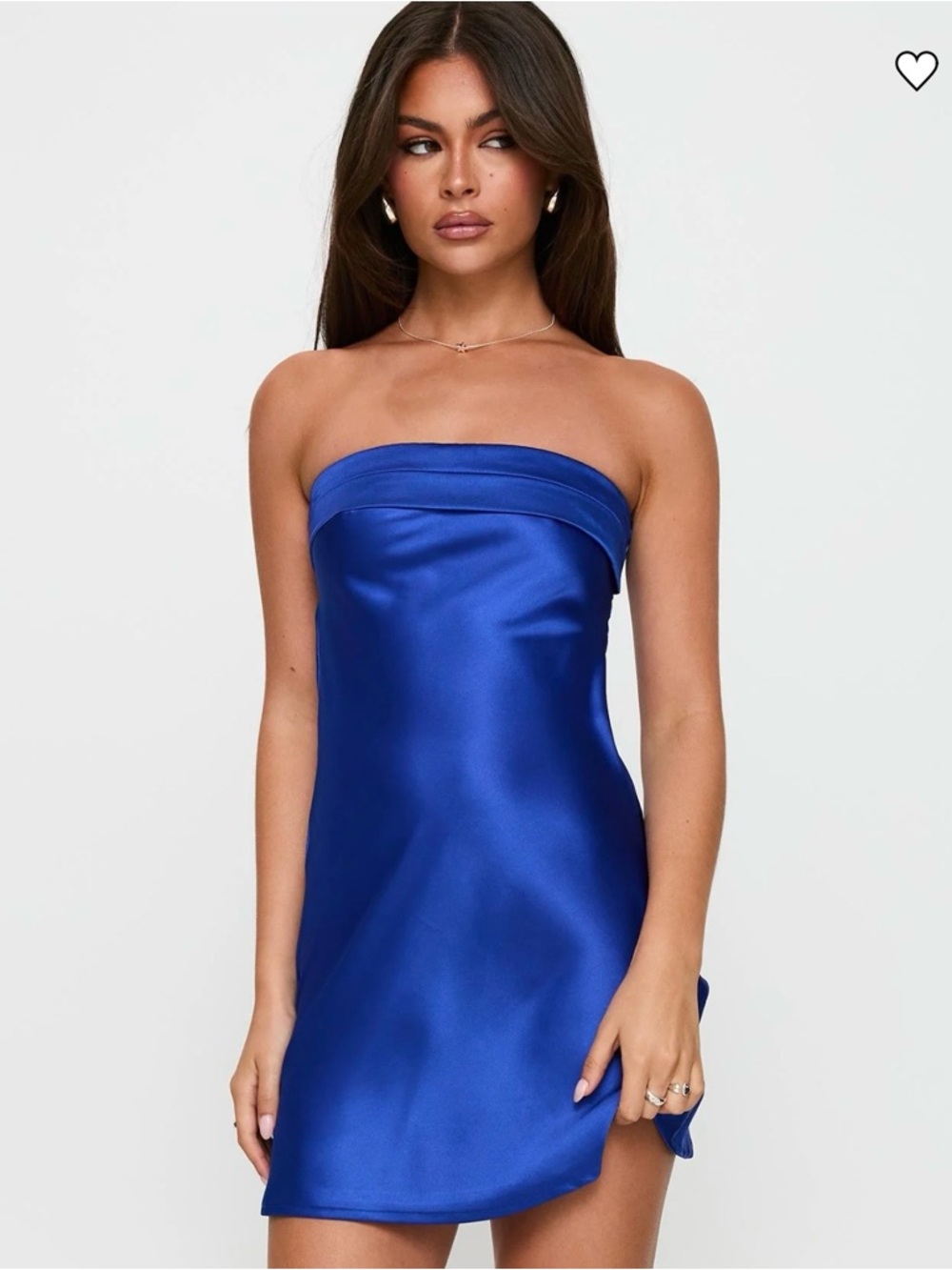 Princess Polly Strapless Satin Mini Dress in Cobalt Blue